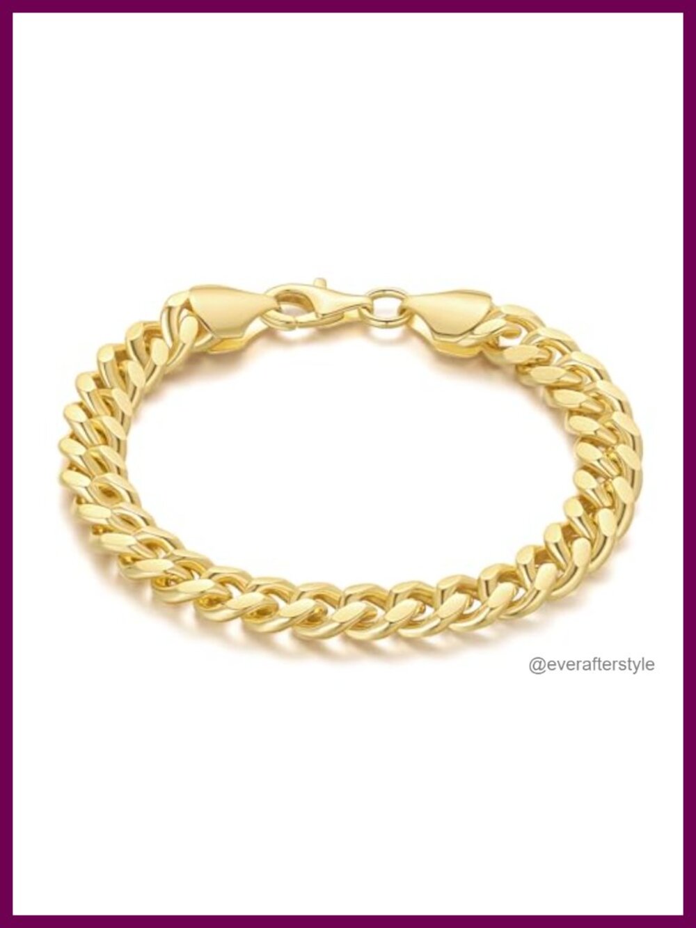 Cuban Link Chain Bracelet 14K Gold 8mm Lobster Clasp Unisex